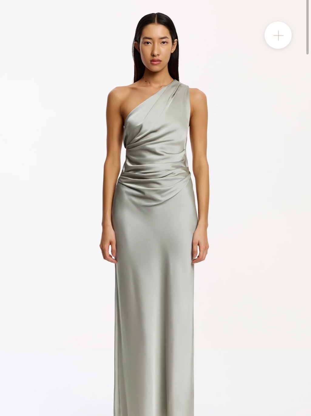 Significant Other Angela Sage Green One Shoulder Satin Maxi Dress Au 14 / Us 10